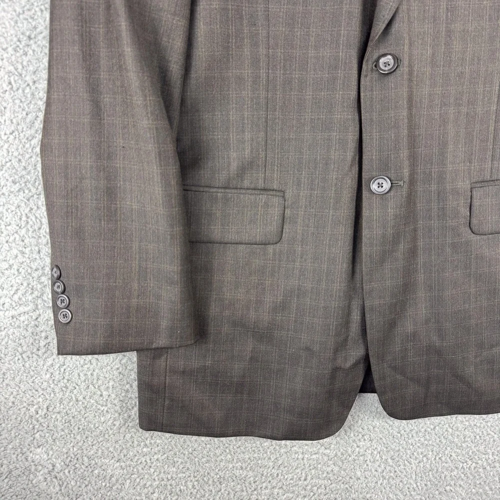 Stafford Blazer Mens 40 Regular Brown Wool Silk Windowpane Two Button Sport Coat